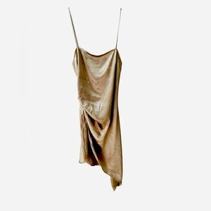 h:ours | Metallic Gold Slip Dress